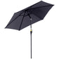 8.5FT Grey Round Garden Parasol with 6 Ribs & Crank Handle