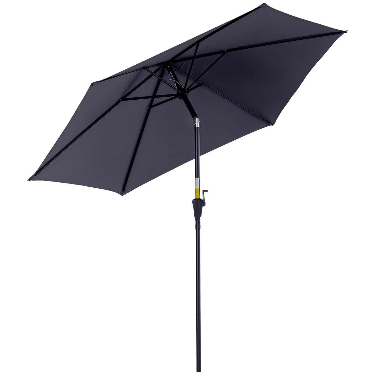 8.5FT Grey Round Garden Parasol with 6 Ribs & Crank Handle