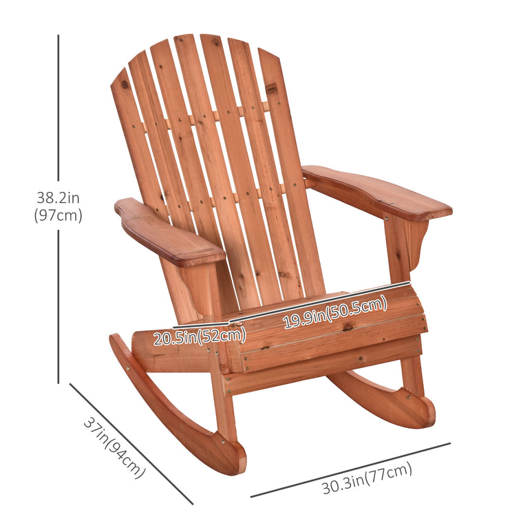 Teak Wooden Adirondack Rocking Chair with Fanned Back