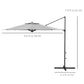 10 FT Cantilever Umbrella, Aluminum Hanging Offset Umbrella with 360°Rotation, Crank, Tilt, Cross Base, Grey