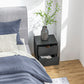 Modern Bedside Table, Nightstand with 2 Drawers and Pine Wood Legs for Bedroom, Living Room, Black