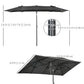Grey Double-Sided Umbrella with Adjustable Height & 12 Ribs