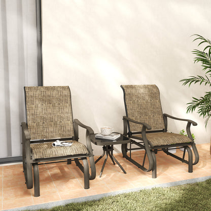 3PCs Gliding Rocking Chair & Bistro Tea Table Set, Grey - Linen