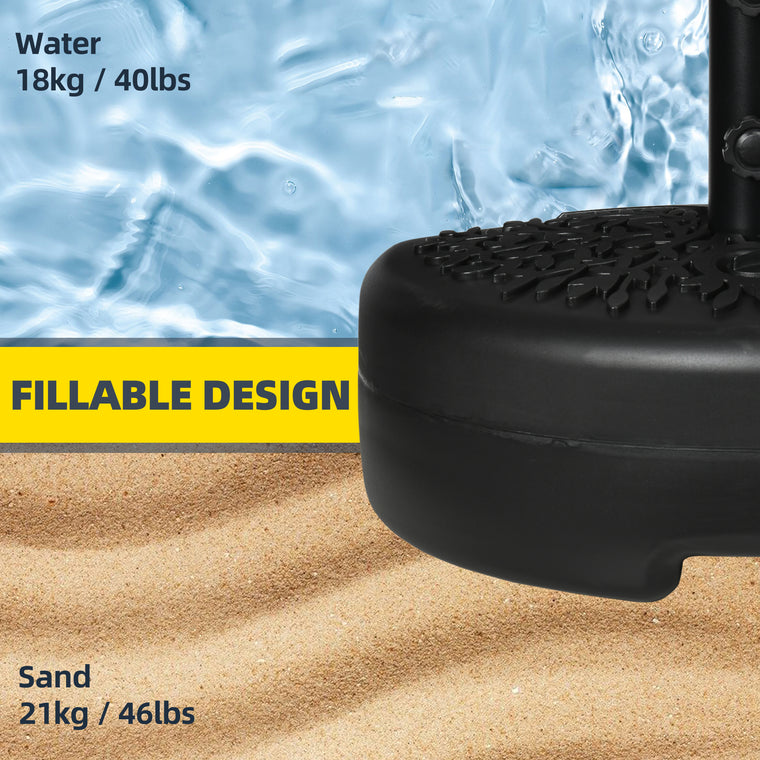 Black Plastic Half Round Umbrella Base, Up to 46lb