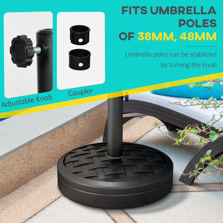 40lb Black Concrete Umbrella Base with Rattan Effect