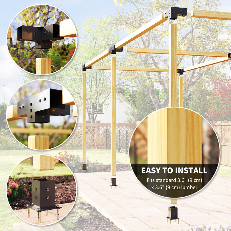 12-Piece Pergola Bracket Kit with 3-Way & 4-Way Corners