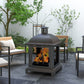 Wood-Burning Fire Pit, Chimney Style Firepit with Poker, 26" x 26", Black