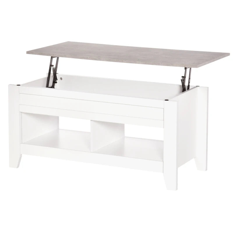 Lift-Top Coffee Table with Hidden Storage & Open Shelves
