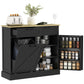 10 Gallon Hidden Garbage Bin Cabinet, Tilt Out Trash Cabinet w/ 2 Drawers, Freestanding Kitchen Island, Black