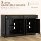 Modern Sideboard, Buffet Cabinet with Storage Drawers, Adjustable Shelves for Living Room, Dining Room, Entryway, Black