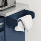 Rolling Kitchen Island with Stainless Steel Top, Kitchen Trolley with 2 Drawers, Cabinets, Towel/Spice/Knife Rack, Blue