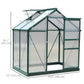 6.2' x 4.3' x 6.6' Clear Polycarbonate Greenhouse Large Walk-In Green House Garden Plants Grow Galvanized Base Aluminium Frame w/ Slide Door