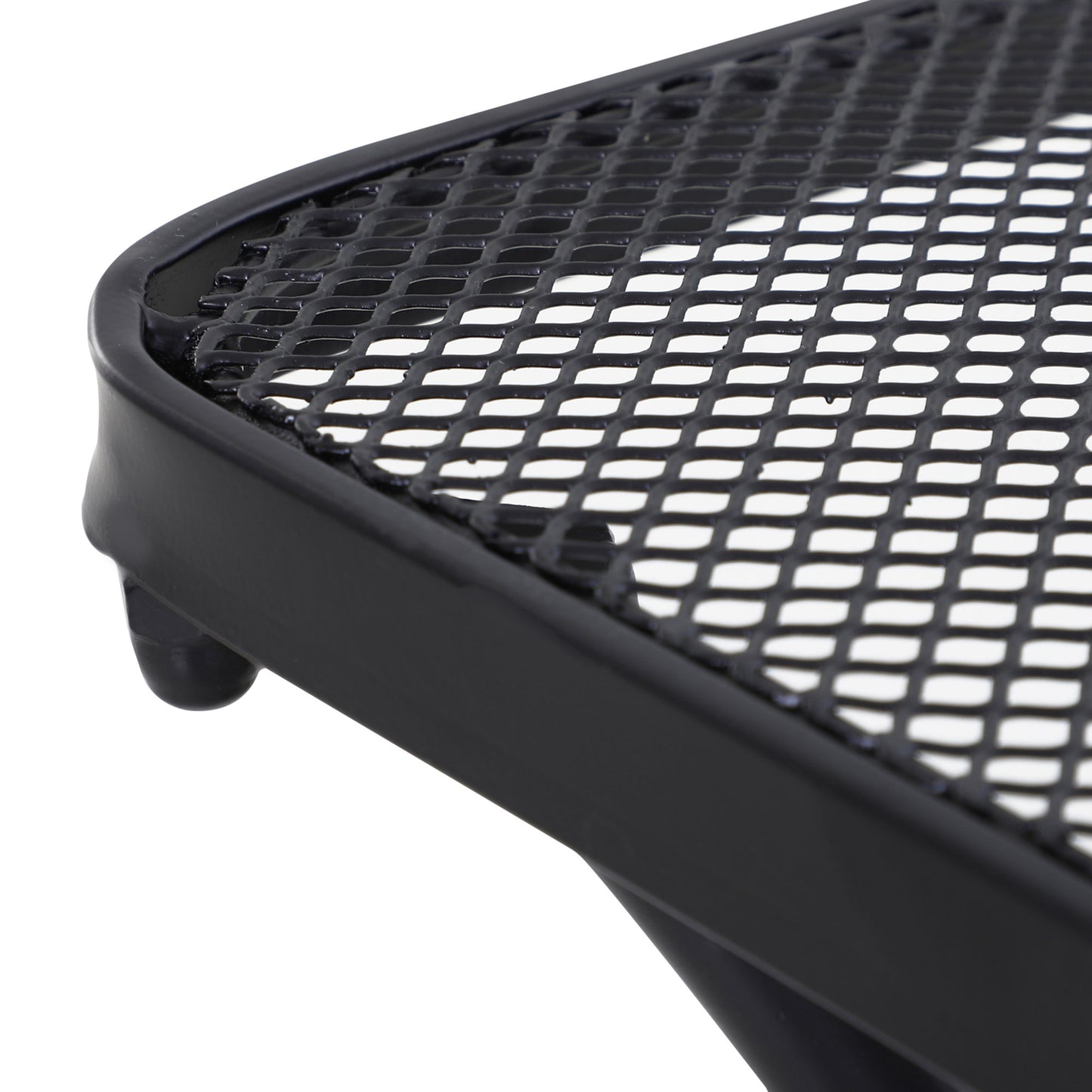 Square Outdoor Side Table, Metal Outdoor Patio Table, Garden Coffee Side Bistro Tables with Mesh Grid Top for Balcony, Porch, Backyard, 17.7" x 17.7" x 19.7", Black