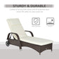 Wicker Chaise Lounge, Outdoor Lounge Chair, PE Rattan Patio Sun lounger with Head-rest, 5-Level Height Adjust Backrest, Cushion, & Wheels, Mixed Grey and Grey