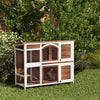 Two-Tier Wooden Rabbit Hutch with Openable Roof & Tray