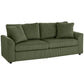 3 Seater Sofa, 83.5" Modern Upholstered Couch with Pocket Spring and 2 Scatter Cushions for Living Room, Green