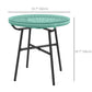 Rattan Side Table, Round Outdoor Table, with Round PE Rattan and Tempered Glass Table Top for Patio, Garden, Light Green