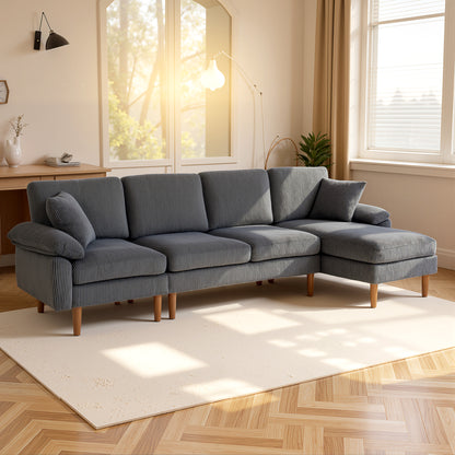 L-Shaped Sectional with Changeable Chaise & Pillows - Dark Grey