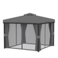 10' x 10' 2-Tier Outdoor Gazebo Canopy Tent with Zippered Mesh Sidewalls, Aluminum Frame for Patio, Backyard Light Grey