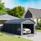 Metal Carport, Heavy Duty Garage Car Shelter with Galvanized Metal Roof and Removable Sidewalls, Light Grey