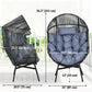 Wicker Egg Chair Outdoor Indoor Rattan Oversized Patio Lounge Chair with 5.5" Cushions and Headrest, Grey