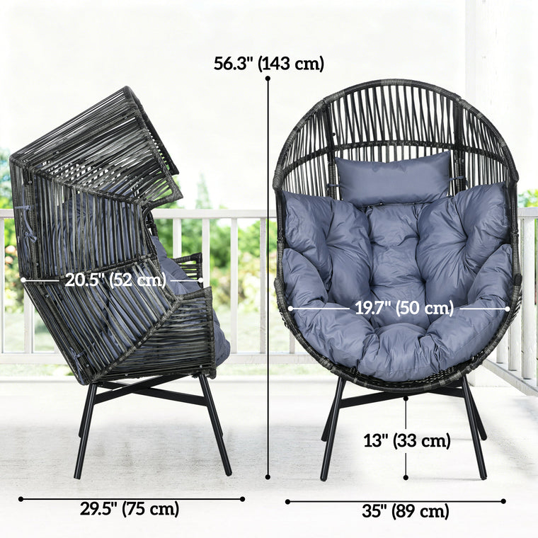 Oversized Wicker Egg Chair with Cushion and Headrest