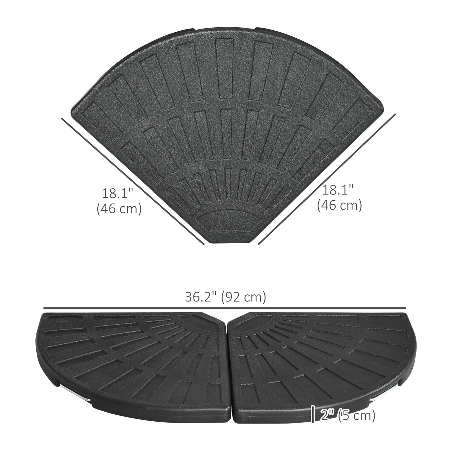 2-Piece Umbrella Weights for Cantilever Parasols with Handles, Heavy Duty Parasol Base Weights for Cross Base, Black