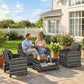4-Piece Outdoor Wicker Patio Furniture Conversation Set, Includes Loveseat, Chairs and 2-Tier Table with Cushions, Modern Rattan Sofa Set for Backyard, Dark Grey