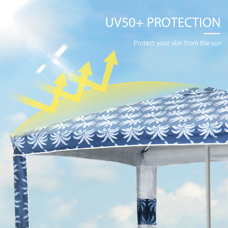 6.5' Dark Blue Beach Umbrella with Sandbags & Carry Bag
