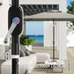 Patio Umbrella with 22 LED Solar Lights and Tilt, Light Grey