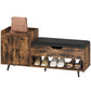 Storage Bench, Entryway Bench with Cushion, Hidden Storage, Compartments, Rustic Brown