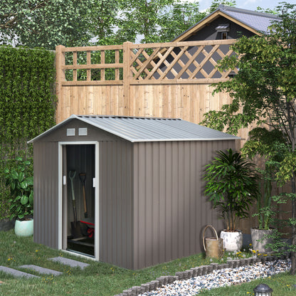 9' x 6.3' Metal Garden Shed with Foundation and Floor Base