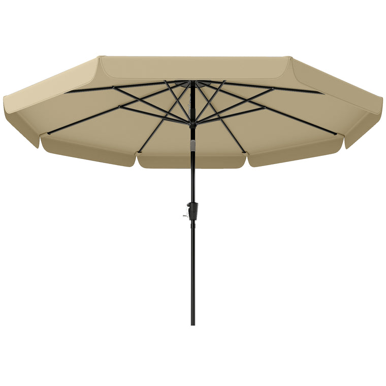 10ft Khaki Market Table Umbrella with Push Button Tilt