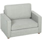 Accent Chair, Velvet-feel Fabric Armchair with Wide Seat, Spring Cushion, Solid Wood legs, Grey