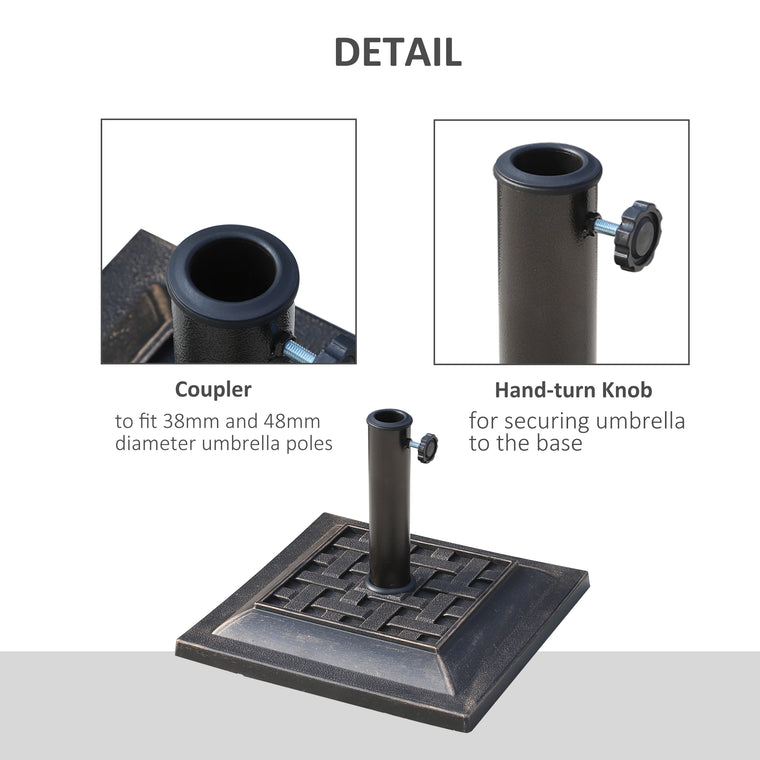 20 lb Bronze Square Resin Umbrella Base with Coated Pole