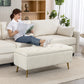Storage Ottoman Bench, 43 Inch Large Storage Chest with Steel Legs and Padded Seat, Foot Rest, Load 485 lbs, Beige