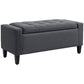 Storage Ottoman Bench, Linen Upholstered Bench with Tufted Design, Flipping Top, Dark Grey
