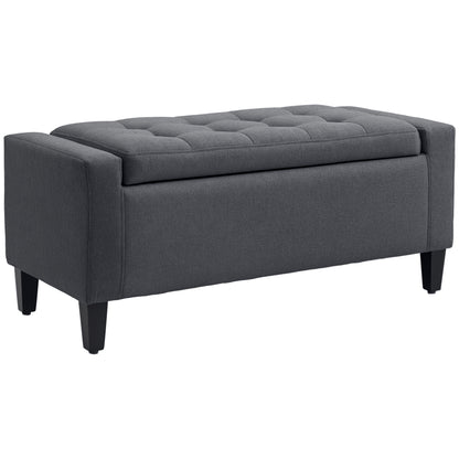 36" Tufted Storage Ottoman Bench - Dark Grey