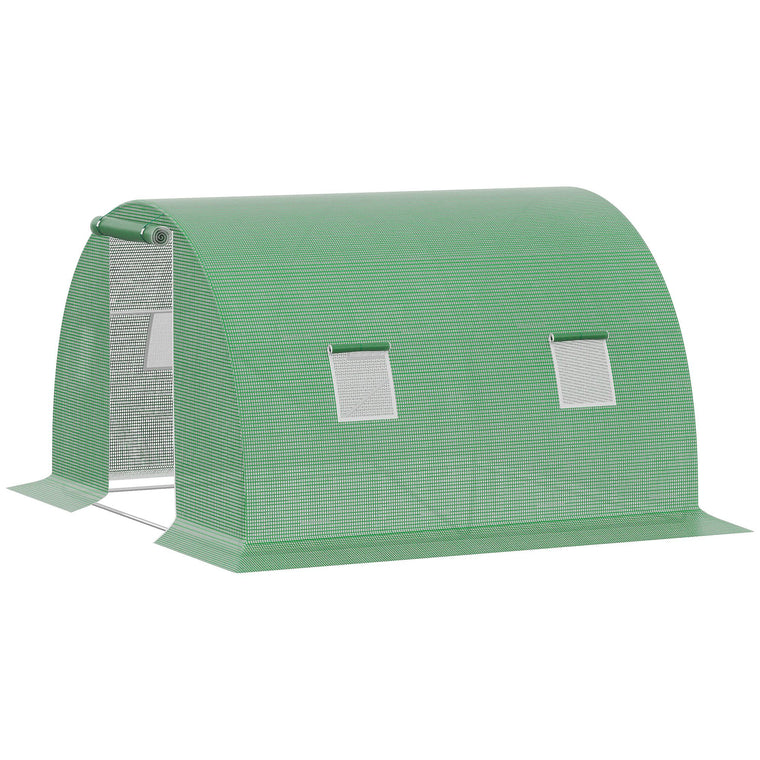10' x 10' x 7' Tunnel Greenhouse with Windows and Zipper Door