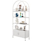 4-Tier Arched Shelving Unit with Cabinet, Bookshelf for Living Room, Office, 31.5" x 11.8" x 73.6", White