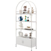 4-Tier Arched Bookshelf with Cabinet - White