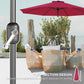 10' x 8' Round Market Umbrella, Patio Umbrella with Crank Handle and Tilt, Outdoor Parasol for Garden, Wine Red