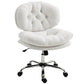 Computer Desk Chair, Armless Office Chair with Wide Padded Seat and Adjustable Height, Cream White