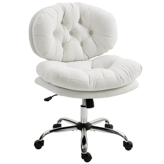 Armless Office Chair with Adjustable Height - Cream White