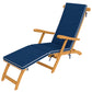 Folding Patio Lounge Chair with Padded Cushion, Acacia Wood Patio Lounger Recliner with Footrest for Garden, White