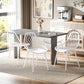 Modern Dining Chairs Set of 4, Plastic Kitchen Chairs with Hollow Backrest and Metal Legs for Living Dining Room, White