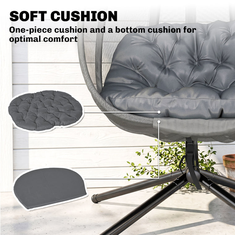 Hanging Egg Chair with Stand and Thickened Cushion