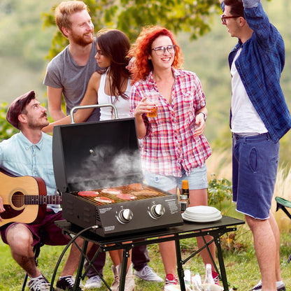 2-Burner Black Propane Gas Grill with Foldable Legs & Lid