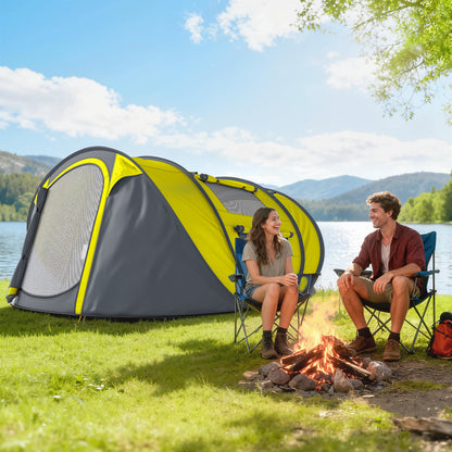 Yellow 4-Person Pop-Up Camping Tent with Carry Bag