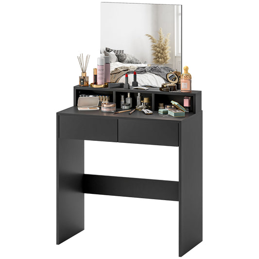 Makeup Vanity Desk with Mirror and Drawers - Black